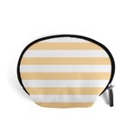 Horizontal Stripes - White and Navajo White Yellow Accessory Pouch (Small)