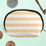 Horizontal Stripes - White and Navajo White Yellow Accessory Pouch (Medium)