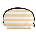 Horizontal Stripes - White and Navajo White Yellow Accessory Pouch (Large)