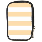 Horizontal Stripes - White and Navajo White Yellow Compact Camera Leather Case