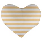 Horizontal Stripes - White and Navajo White Yellow Large 19  Premium Heart Shape Cushion
