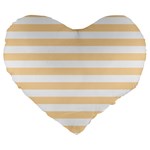 Horizontal Stripes - White and Navajo White Yellow Large 19  Premium Flano Heart Shape Cushion