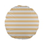 Horizontal Stripes - White and Navajo White Yellow Standard 15  Premium Round Cushion