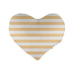Horizontal Stripes - White and Navajo White Yellow Standard 16  Premium Heart Shape Cushion