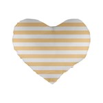 Horizontal Stripes - White and Navajo White Yellow Standard 16  Premium Flano Heart Shape Cushion