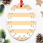 Horizontal Stripes - White and Navajo White Yellow Oval Filigree Ornament (Two Sides)