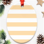 Horizontal Stripes - White and Navajo White Yellow Oval Ornament (Two Sides)