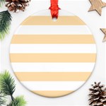 Horizontal Stripes - White and Navajo White Yellow Round Ornament (Two Sides)