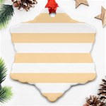 Horizontal Stripes - White and Navajo White Yellow Ornament (Snowflake)