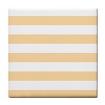 Horizontal Stripes - White and Navajo White Yellow Tile Coaster