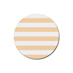 Horizontal Stripes - White and Navajo White Yellow Rubber Round Coaster (4 pack)