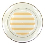 Horizontal Stripes - White and Navajo White Yellow Porcelain Plate