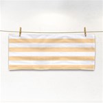 Horizontal Stripes - White and Navajo White Yellow Hand Towel