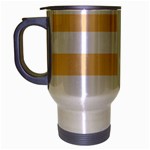 Horizontal Stripes - White and Navajo White Yellow Travel Mug (Silver Gray)
