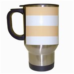 Horizontal Stripes - White and Navajo White Yellow Travel Mug (White)
