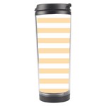 Horizontal Stripes - White and Navajo White Yellow Travel Tumbler