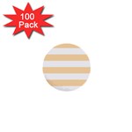 Horizontal Stripes - White and Navajo White Yellow 1  Mini Button (100 pack)
