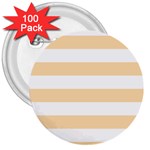 Horizontal Stripes - White and Navajo White Yellow 3  Button (100 pack)