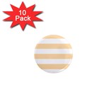 Horizontal Stripes - White and Navajo White Yellow 1  Mini Magnet (10 pack)