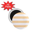 Horizontal Stripes - White and Navajo White Yellow 1.75  Magnet (10 pack)