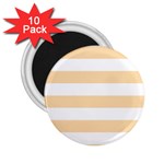 Horizontal Stripes - White and Navajo White Yellow 2.25  Magnet (10 pack)