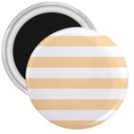 Horizontal Stripes - White and Navajo White Yellow 3  Magnet