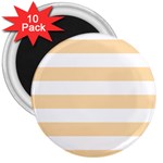 Horizontal Stripes - White and Navajo White Yellow 3  Magnet (10 pack)