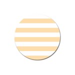 Horizontal Stripes - White and Navajo White Yellow Magnet 3  (Round)