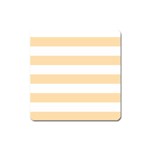 Horizontal Stripes - White and Navajo White Yellow Magnet (Square)