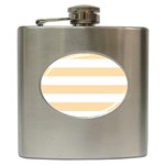 Horizontal Stripes - White and Navajo White Yellow Hip Flask (6 oz)