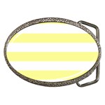 Horizontal Stripes - White and Pastel Yellow Belt Buckle