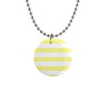 Horizontal Stripes - White and Pastel Yellow 1  Button Necklace