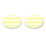 Horizontal Stripes - White and Pastel Yellow Cufflinks (Oval)