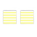 Horizontal Stripes - White and Pastel Yellow Cufflinks (Square)