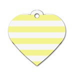 Horizontal Stripes - White and Pastel Yellow Dog Tag Heart (Two Sides)