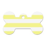 Horizontal Stripes - White and Pastel Yellow Dog Tag Bone (One Side)