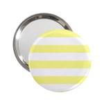 Horizontal Stripes - White and Pastel Yellow 2.25  Handbag Mirror
