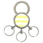 Horizontal Stripes - White and Pastel Yellow 3-Ring Key Chain