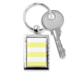 Horizontal Stripes - White and Pastel Yellow Key Chain (Rectangle)