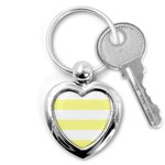 Horizontal Stripes - White and Pastel Yellow Key Chain (Heart)