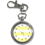 Horizontal Stripes - White and Pastel Yellow Key Chain Watch