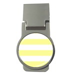 Horizontal Stripes - White and Pastel Yellow Money Clip (Round)