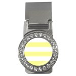 Horizontal Stripes - White and Pastel Yellow Money Clip (CZ)