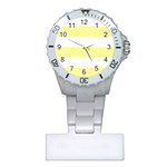 Horizontal Stripes - White and Pastel Yellow Nurses Watch