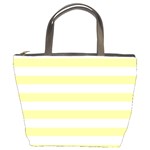 Horizontal Stripes - White and Pastel Yellow Bucket Bag
