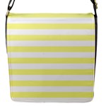 Horizontal Stripes - White and Pastel Yellow Flap Closure Messenger Bag (S)