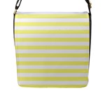 Horizontal Stripes - White and Pastel Yellow Flap Closure Messenger Bag (L)