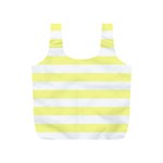 Horizontal Stripes - White and Pastel Yellow Full Print Recycle Bag (S)