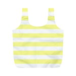 Horizontal Stripes - White and Pastel Yellow Full Print Recycle Bag (M)