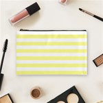 Horizontal Stripes - White and Pastel Yellow Cosmetic Bag (M)